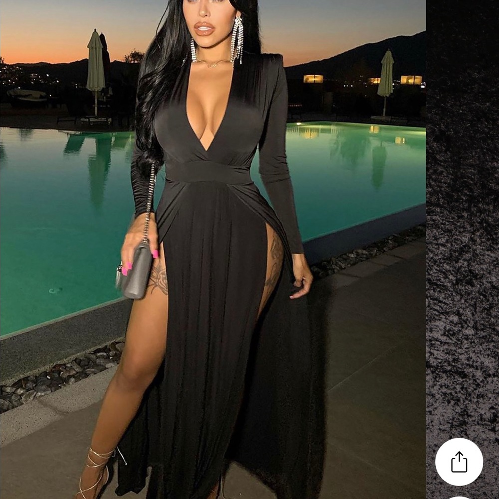 Fashion nova black, low-cut dress